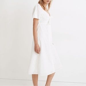White Tie-Front Midi Dress